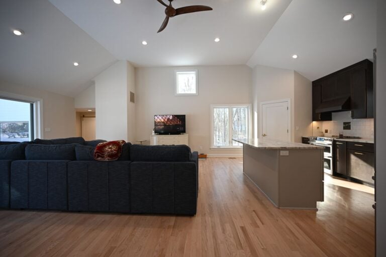 Whole home remodel in Ann Arbor with an open living and kitchen area