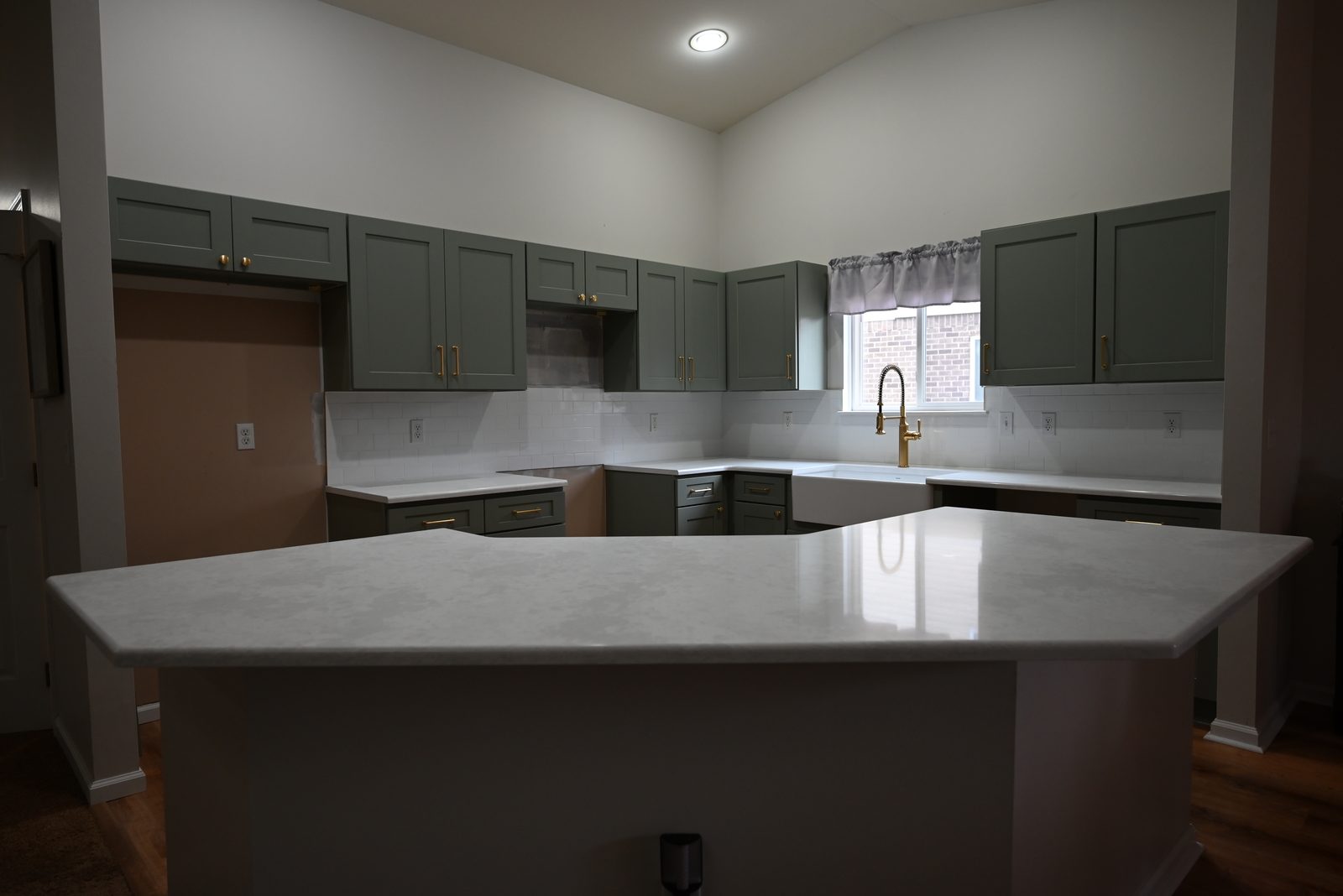 Tile backsplash behind the range in a remodeled Belleville kitchen