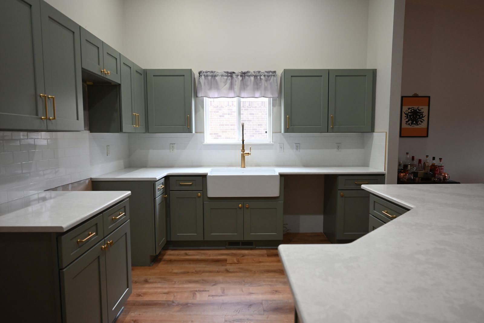 Close view of new kitchen cabinets and countertops in a Belleville home