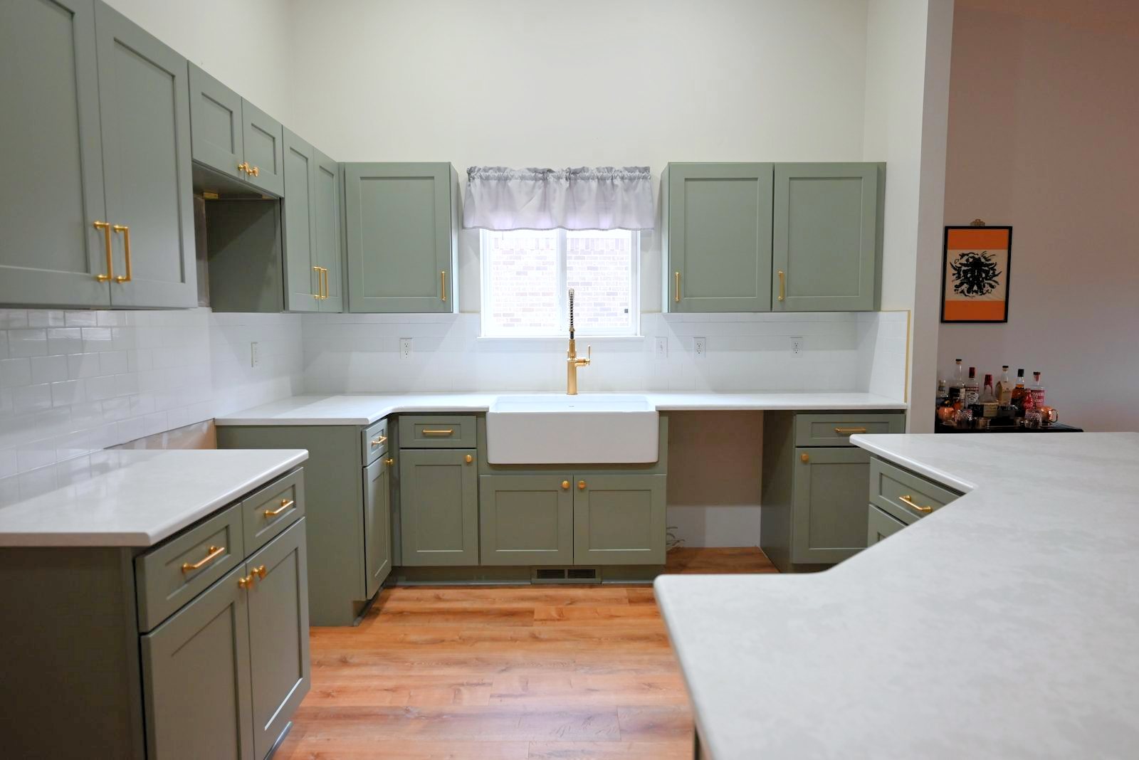 Close view of new kitchen cabinets and countertops in a Belleville home