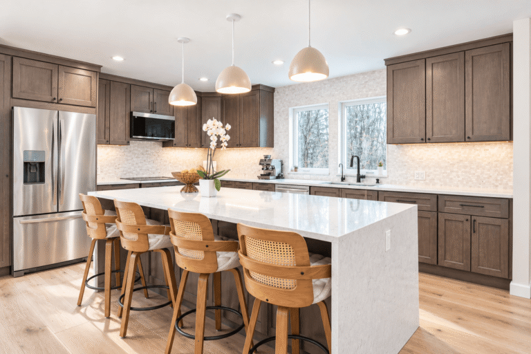 Whole home addition in Ann Arbor with a new kitchen island